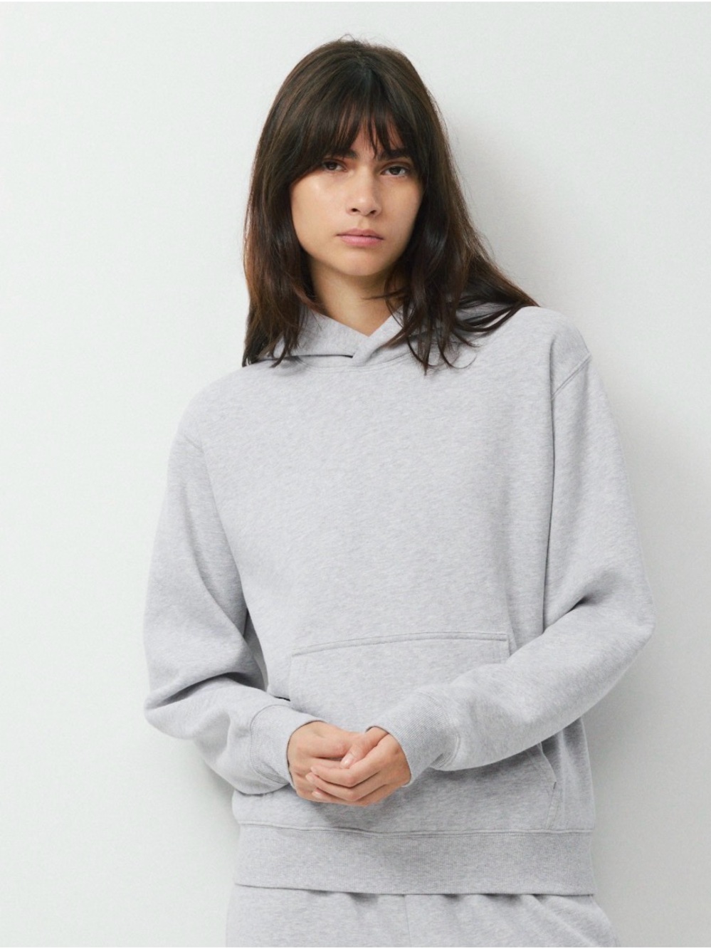 Aritzia TNA Light Heather Gray Sweatfleece Cozy Fleece Hoodie